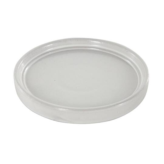 White Abstract Circle Pattern Ceramic Planter Set